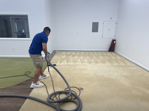 Commercial carpet cleaning in progress at a Hudson Valley business